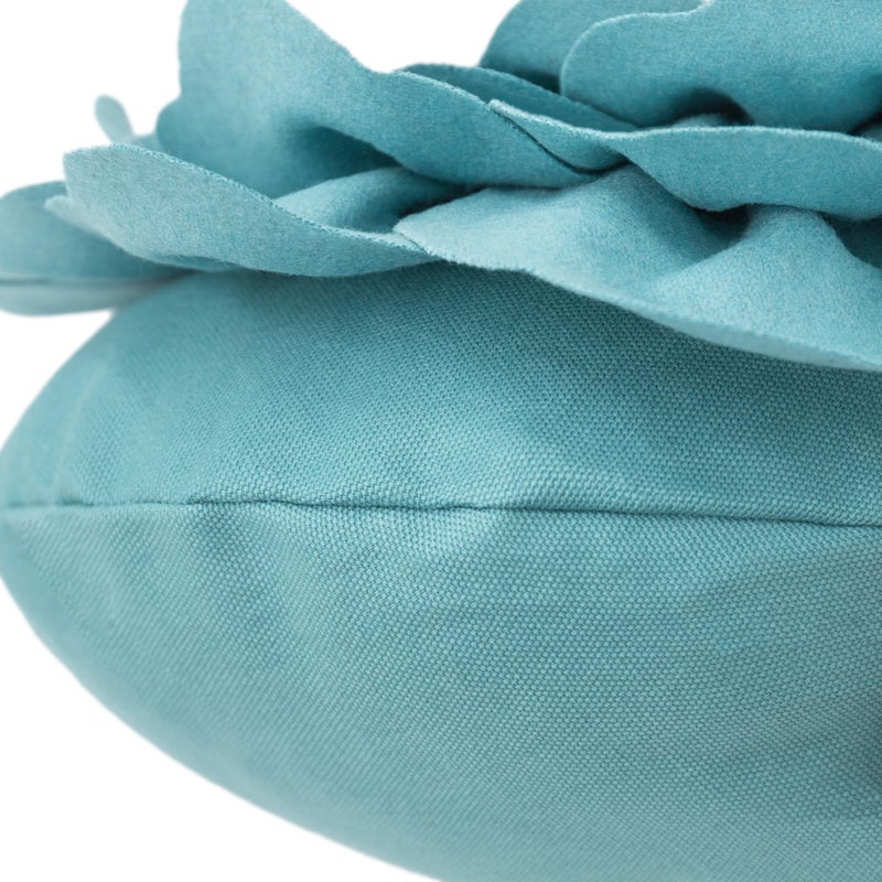 JWH Handmade Flower Pillow Cover Decorative Floral Pillow Case Round Cushion Summer Pillowcase for Home Bed Couch 14x14 Inches Teal Blue - Image 5